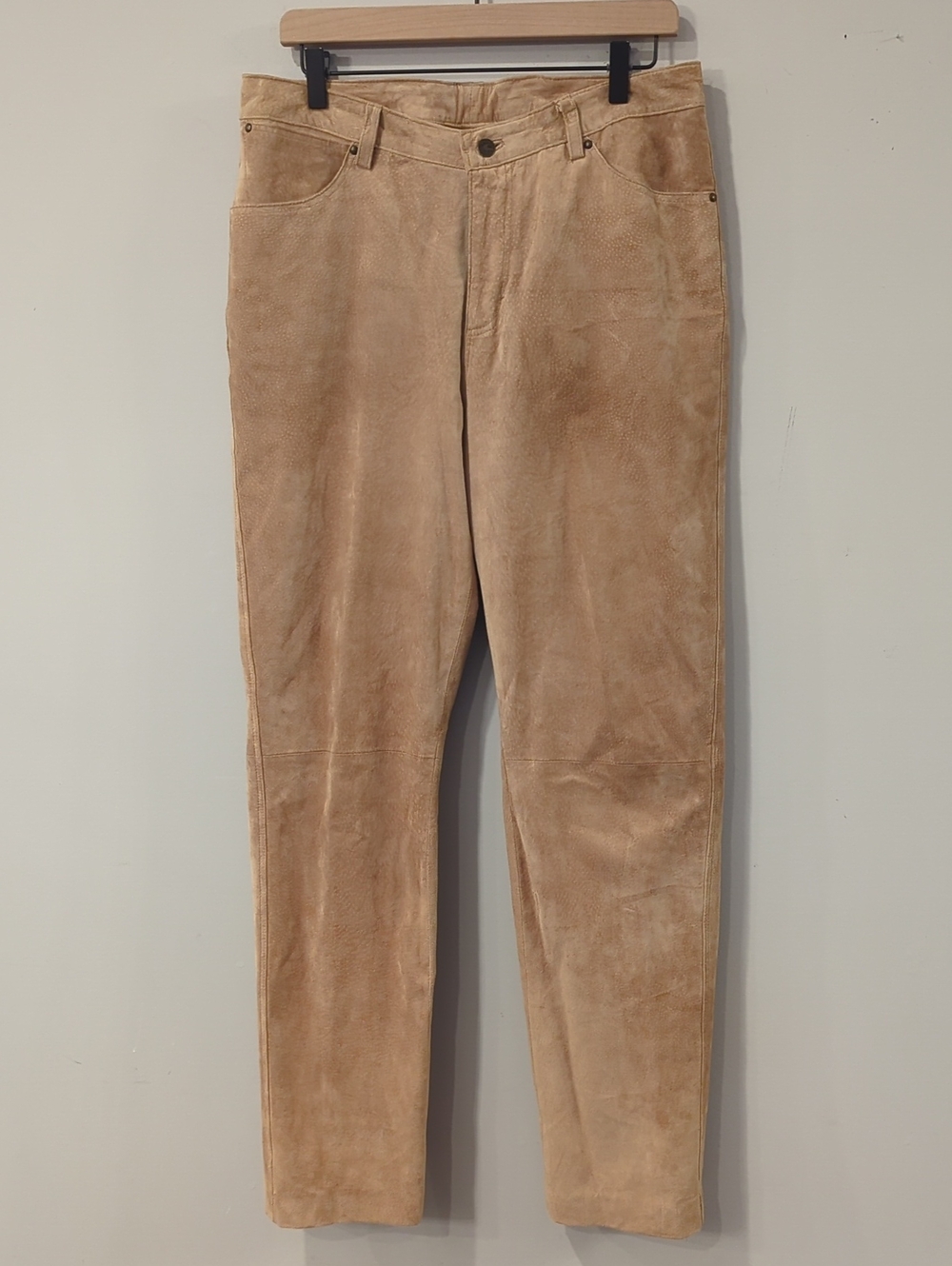 Wrangler 100% Leather Suede Pants Women's 11x34 Tan Vintage Western